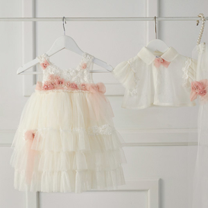 9131-Viviana - Οff white φόρεμα με βολάν 9131